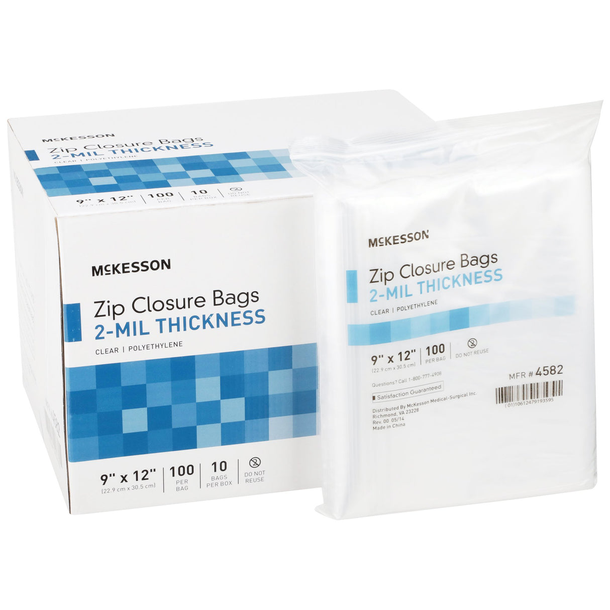 Reclosable Bag McKesson 9 X 12 Inch Polyethylene Clear Zipper Closure - BeHope