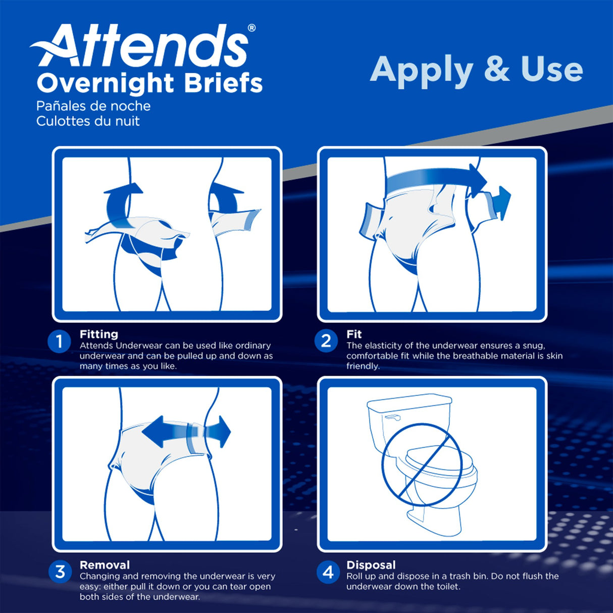 Unisex Adult Incontinence Brief Attends® Overnight Medium Disposable Heavy Absorbency - BeHope