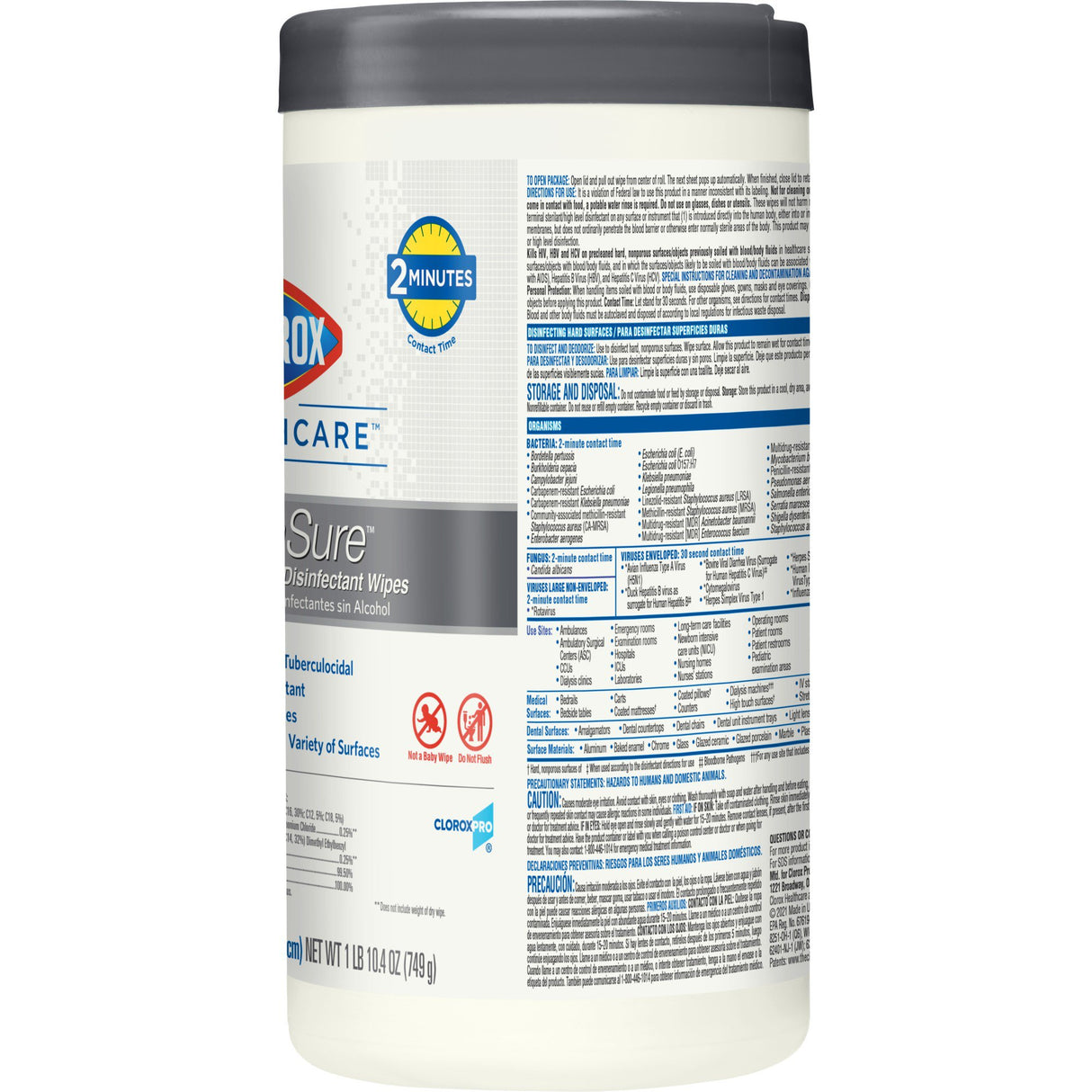Surface Disinfectant Cleaner Clorox Healthcare® VersaSure™ Premoistened Quaternary Based Manual Pull Wipe 85 Count Canister Scented NonSterile - BeHope