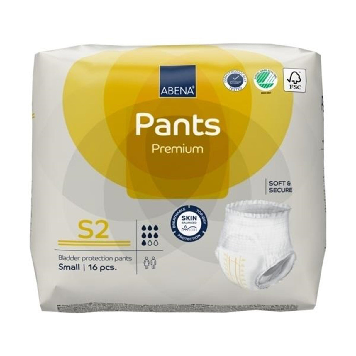 Unisex Adult Absorbent Underwear Abena® Premium Pants S2 Pull On with Tear Away Seams Small Disposable Heavy Absorbency - BeHope