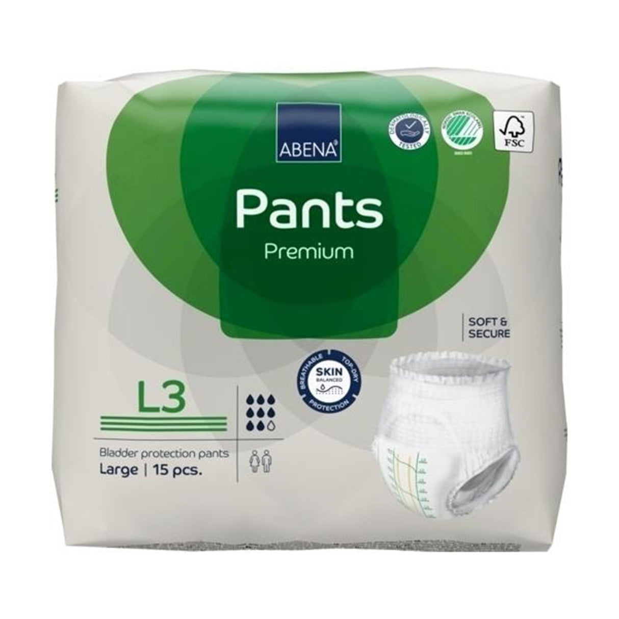 Unisex Adult Absorbent Underwear Abena® Premium Pants L3 Pull On with Tear Away Seams Large Disposable Heavy Absorbency - BeHope