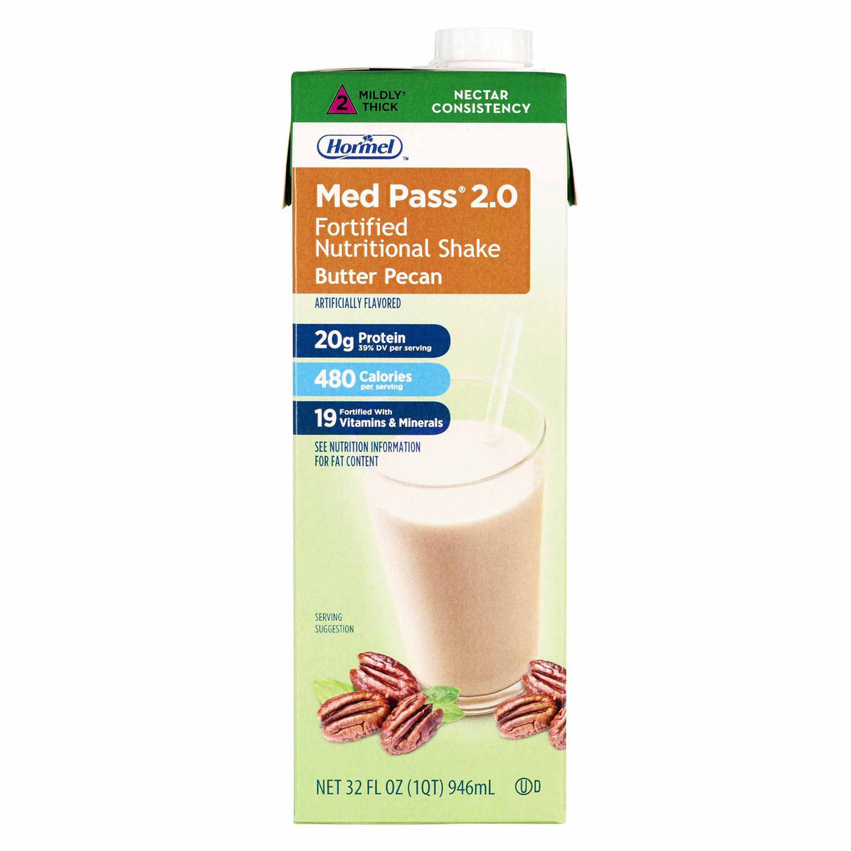 Oral Supplement Med Pass® 2.0 Butter Pecan Flavor Liquid 32 oz. Carton - BeHope