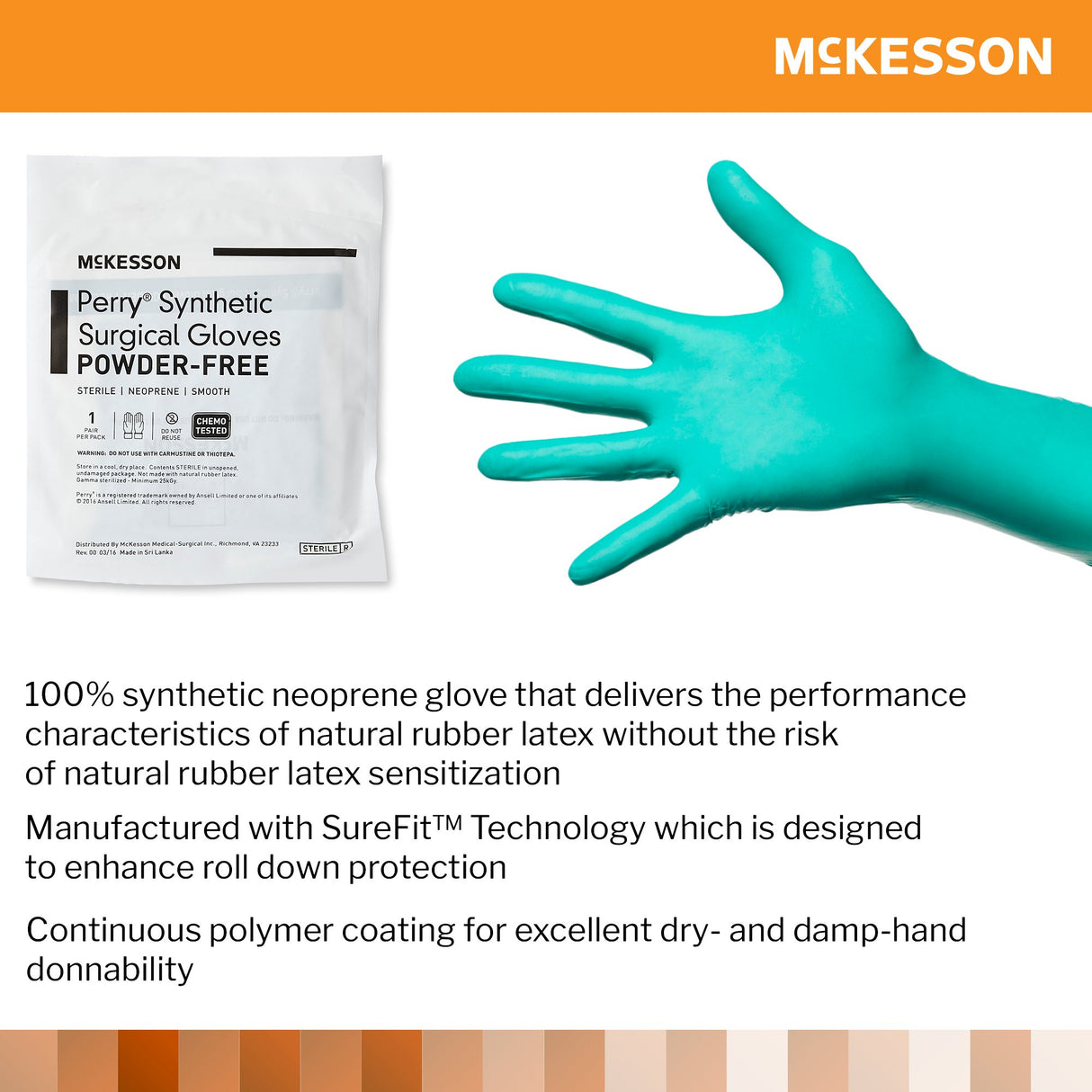 Surgical Glove McKesson Perry® Performance Plus Size 8.5 Sterile Polychloroprene Standard Cuff Length Smooth Dark Green Chemo Tested - BeHope
