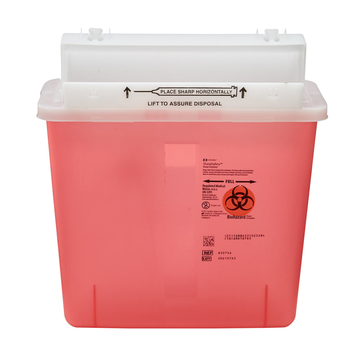 Sharps Container SharpStar™ In-Room™ Translucent Red Base 12-1/2 H X 5-1/2 D X 10-3/4 W Inch Horizontal Entry 1.25 Gallon - BeHope