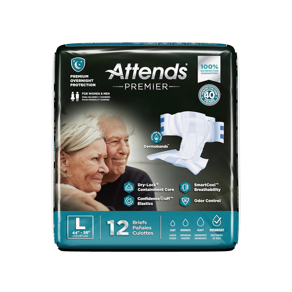 Unisex Adult Incontinence Brief Attends® Premier Large Disposable Heavy Absorbency - BeHope