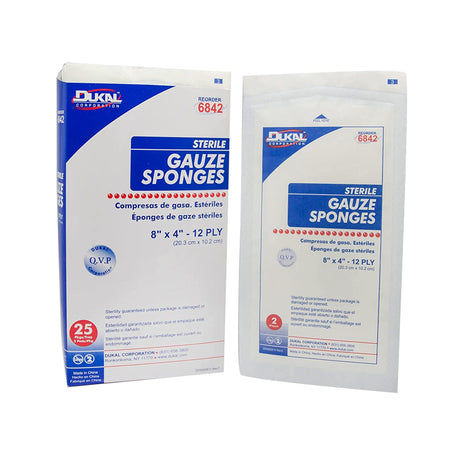 Gauze Sponge Dukal™ 4 X 8 Inch 12-Ply Sterile 2 per Pack - BeHope