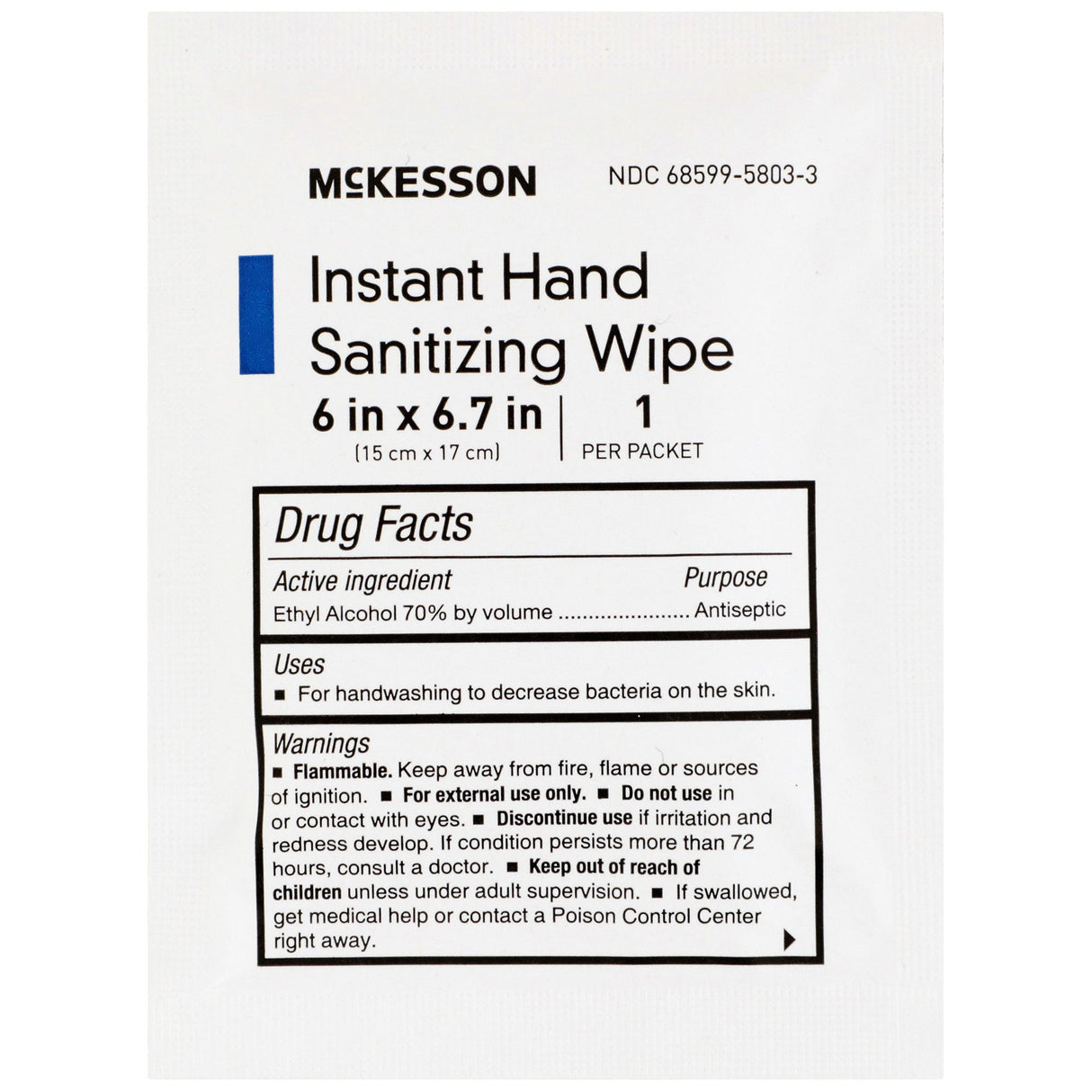 Hand Sanitizing Wipe McKesson 100 Count Ethyl Alcohol Wipe Individual Packet - BeHope