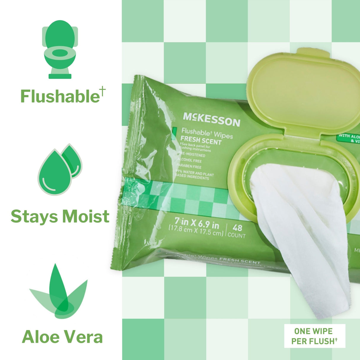 Flushable Personal Wipe McKesson Soft Pack Scented 48 Count - BeHope