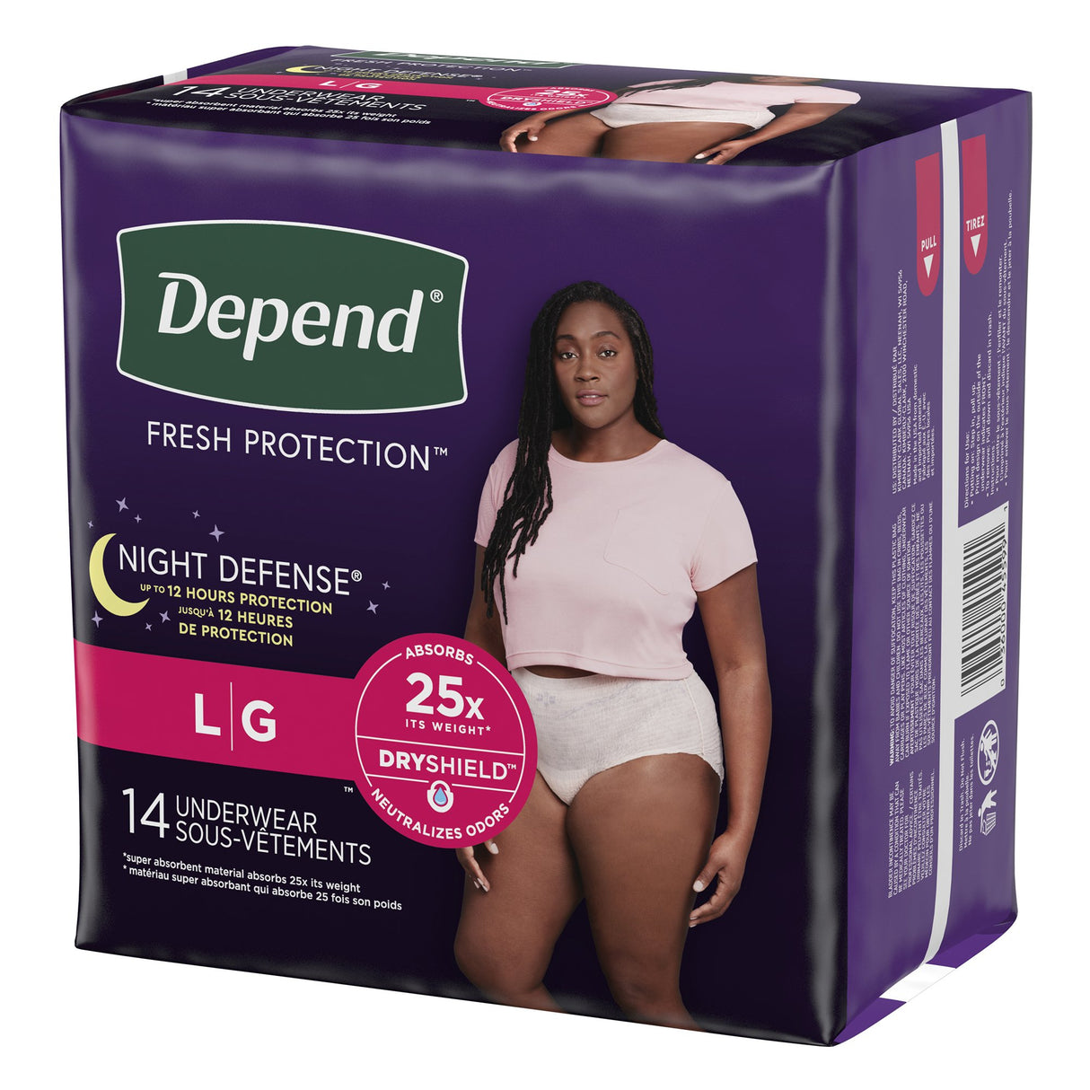 Female Adult Absorbent Underwear Depend® Night Defense® Waistband Style Large Disposable Heavy Absorbency - BeHope