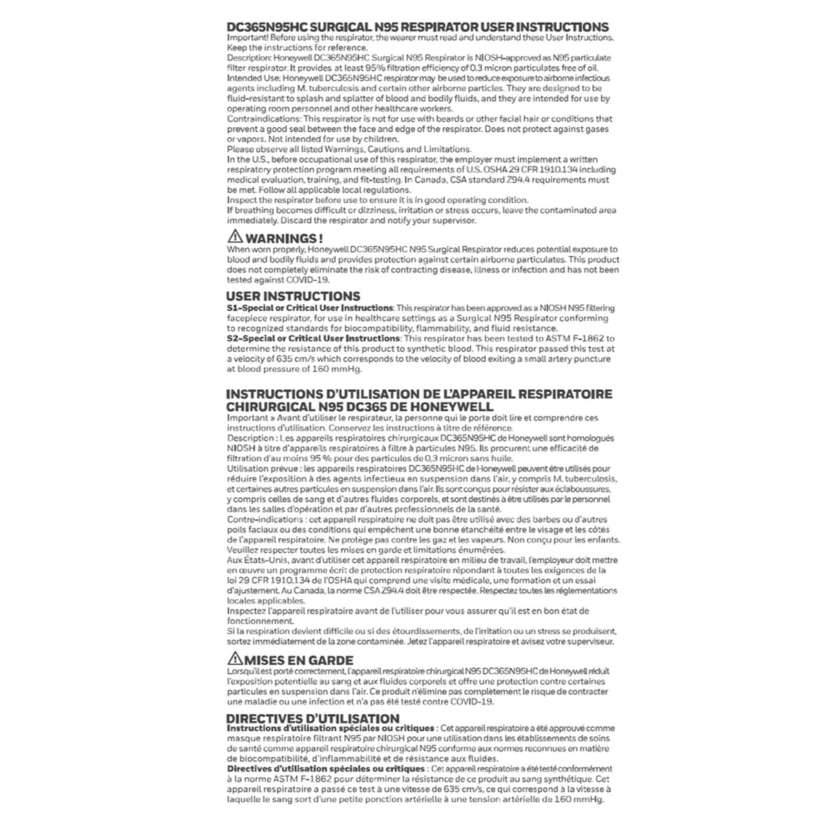 Particulate Respirator / Surgical Mask Honeywell DC365 Medical N95 ASTM F1862 Elastic Strap One Size Fits Most - BeHope