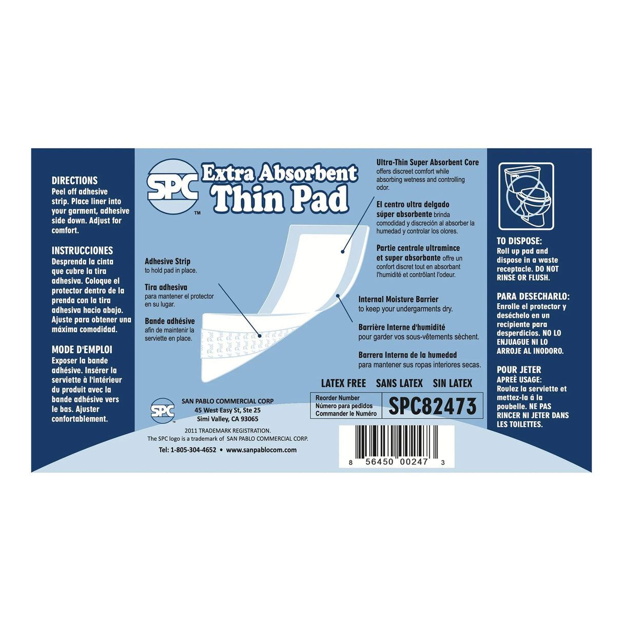 Incontinence Liner SPC 12 Inch Length Moderate Absorbency Thermal Bonded Core One Size Fits Most - BeHope