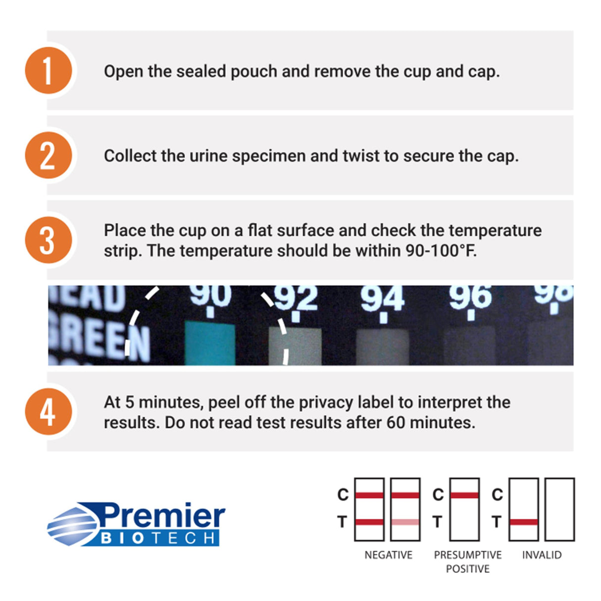 Drugs of Abuse Test Kit Premier Bio-Cup AMP, BAR, BUP, BZO, COC, mAMP/MET, MDMA, MTD, OPI, OXY, PCP, THC 25 Tests CLIA Waived - BeHope