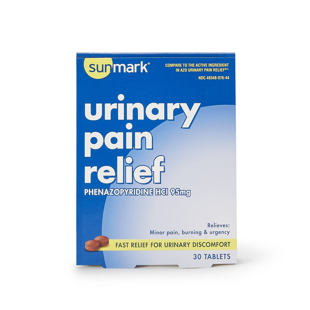 Urinary Pain Relief sunmark® 95 mg Strength Phenazopyridine HCL Tablet 30 per Box - BeHope