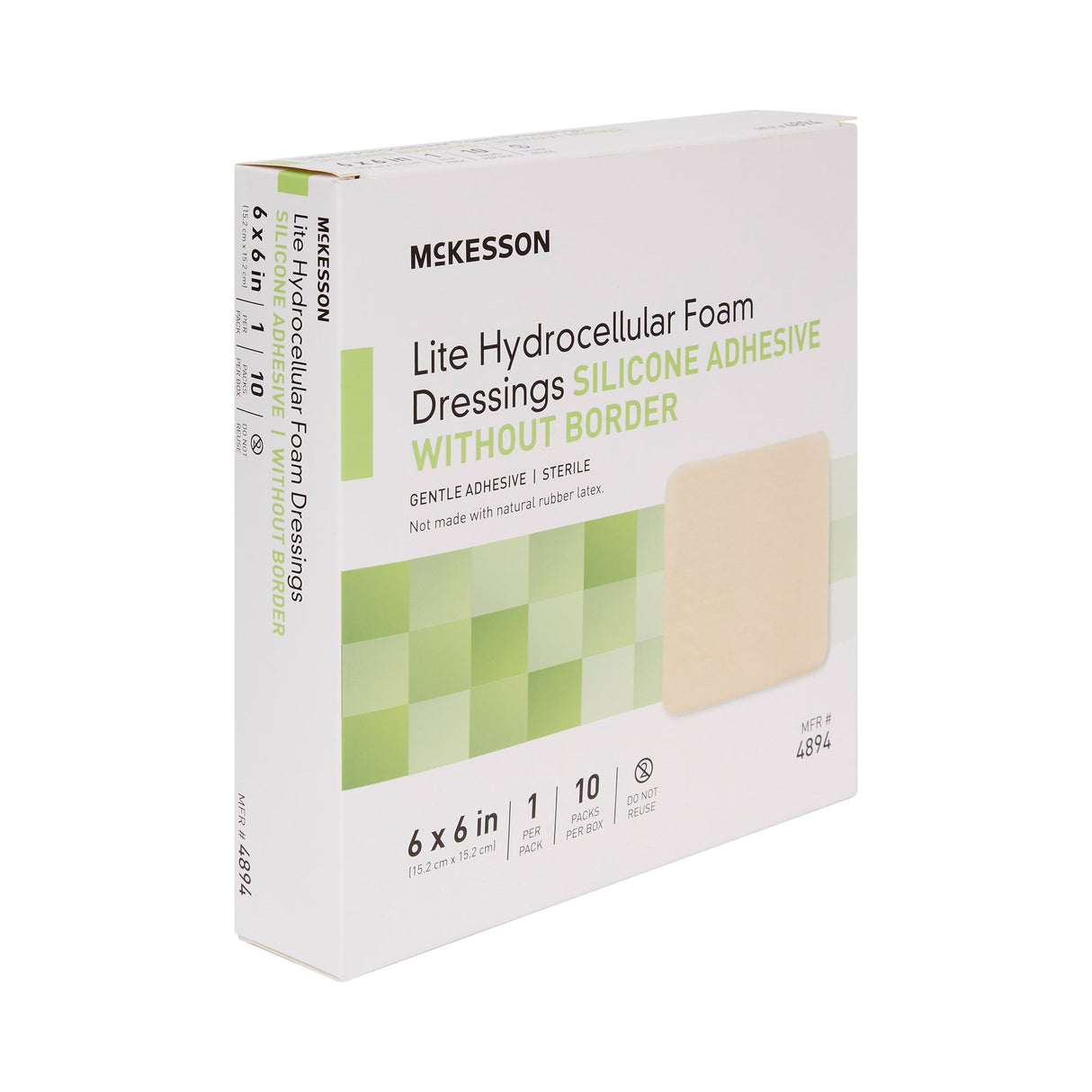 Thin Foam Dressing McKesson Lite 6 X 6 Inch Without Border Film Backing Silicone Gel Adhesive Square Sterile - BeHope