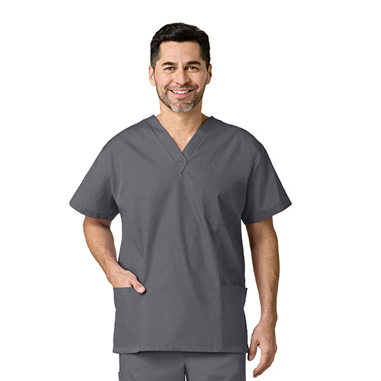 Scrub Shirt Simplysoft® X-large Pewter 3 Pockets Short Sleeve Unisex - Behope