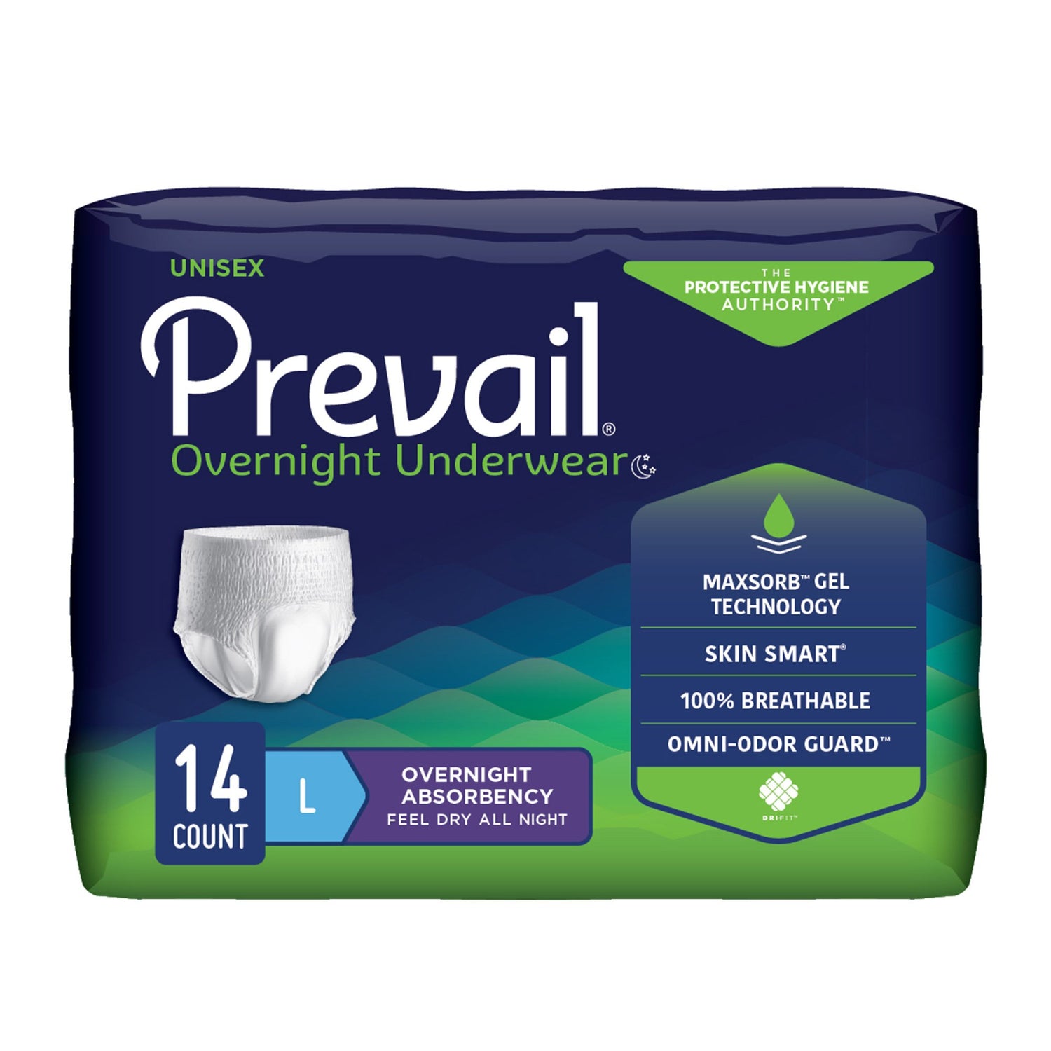 Unisex Adult Absorbent Underwear Prevail® Overnight Pull On with Tear Away Seams Large Disposable Heavy Absorbency - BeHope