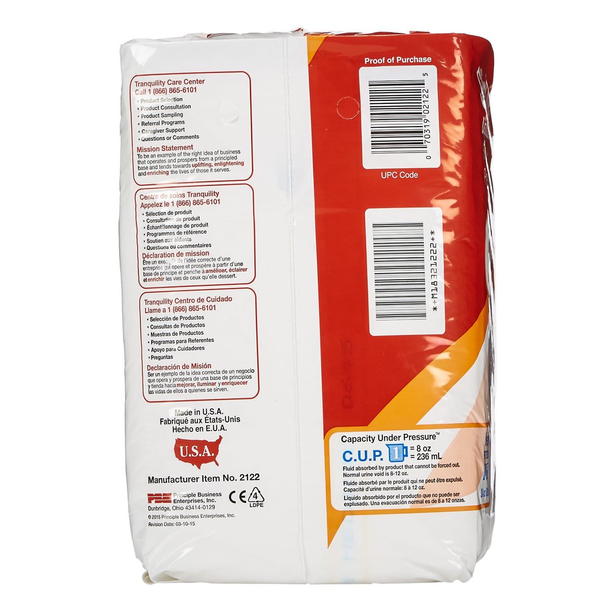 Unisex Adult Incontinence Brief Tranquility® Slimline® Medium Disposable Heavy Absorbency - BeHope