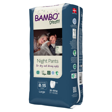 Unisex Youth Training Pants Bambo® Dreamy Night Pant Pull On with Tear Away Seams Size 8 to 15 Years Disposable Heavy Absorbency - BeHope