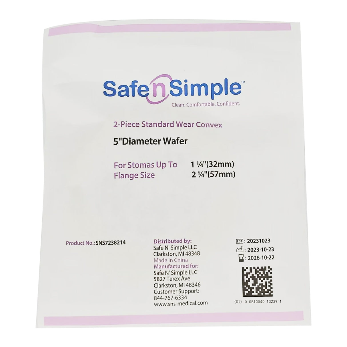 Ostomy Barrier Safe n Simple™ Trim to Fit, Standard Wear Adhesive Tape Collar 57 mm Flange Up to 1-1/2 Inch Opening 5 X 5 Inch - BeHope