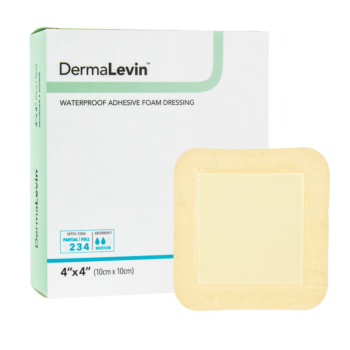 Foam Dressing DermaLevin® 4 X 4 Inch With Border Waterproof Backing Hydrocolloid Adhesive Square Sterile - BeHope