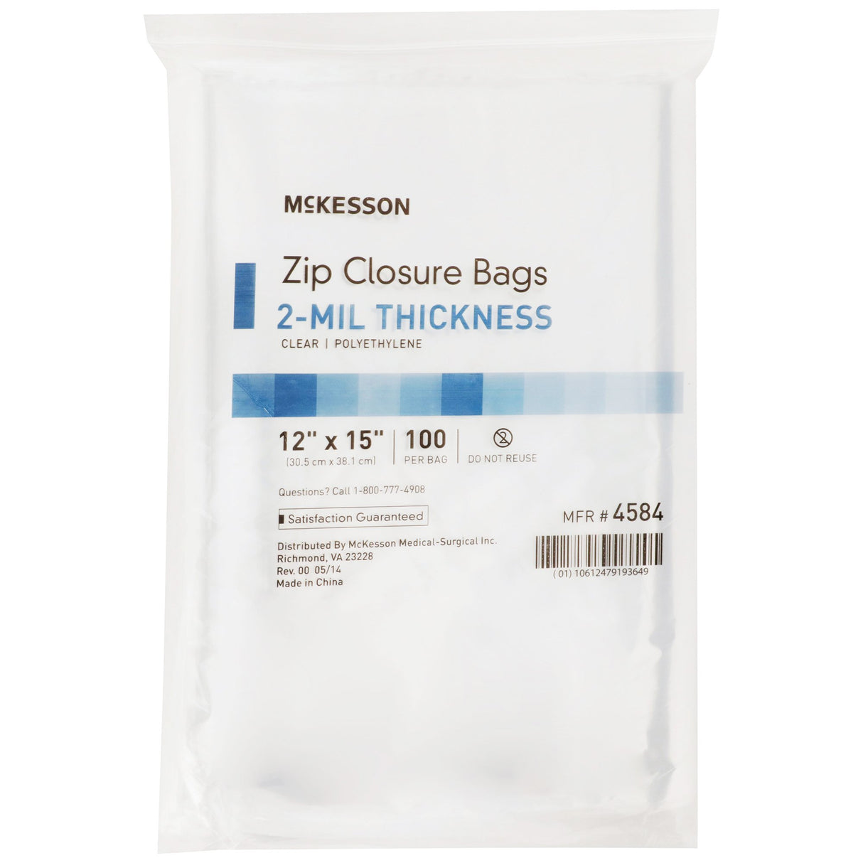 Reclosable Bag McKesson 12 X 15 Inch Polyethylene Clear Zipper Closure - BeHope