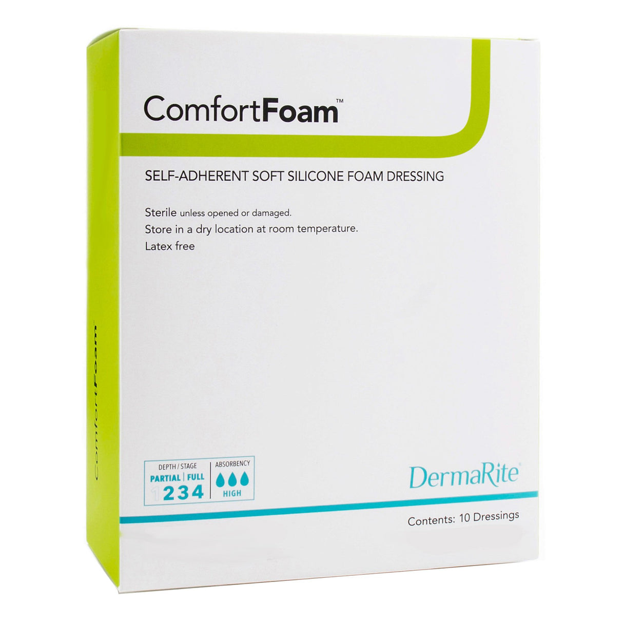 Foam Dressing ComfortFoam™ 4 X 8 Inch Without Border Film Backing Silicone Face Rectangle Sterile - BeHope
