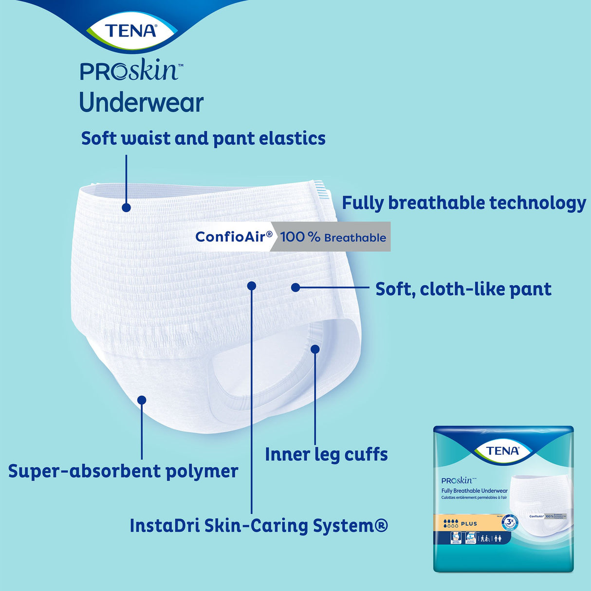 Unisex Adult Absorbent Underwear TENA® ProSkin™ Plus Pull On with Tear Away Seams X-Large Disposable Moderate Absorbency - BeHope