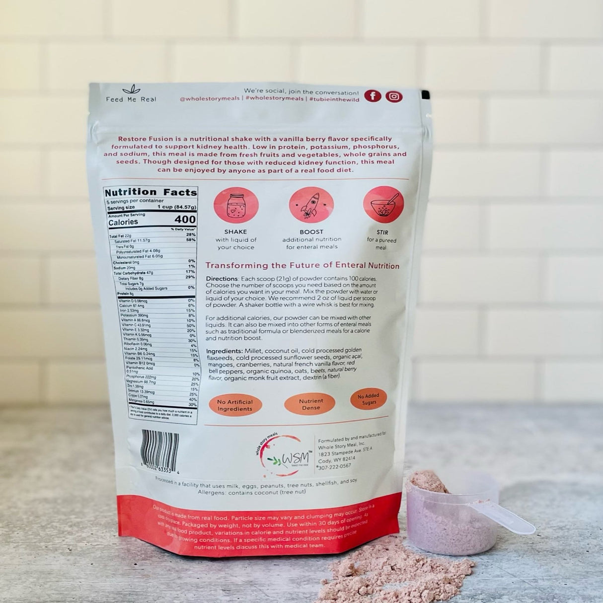 Oral Supplement Restore Fusion Renal Support Vanilla Berry Flavor Powder 16 oz. Pouch - BeHope