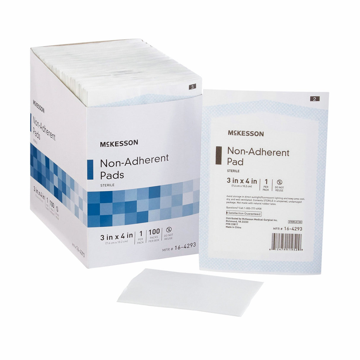 Non-Adherent Dressing McKesson 3 X 4 Inch Sterile 100 per Pack - BeHope