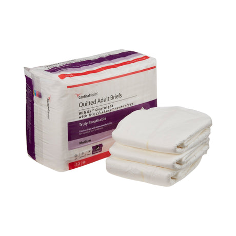 Unisex Adult Incontinence Brief Wings™ Overnight Quilted Medium Disposable Heavy Absorbency - BeHope