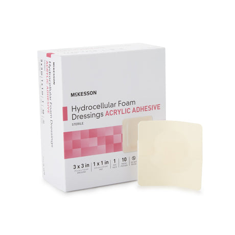 Foam Dressing McKesson 3 X 3 Inch With Border Film Backing Acrylic Adhesive Square Sterile - BeHope