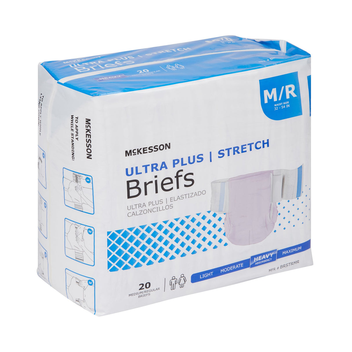 Unisex Adult Incontinence Brief McKesson Ultra Plus Stretch Medium Disposable Heavy Absorbency - BeHope