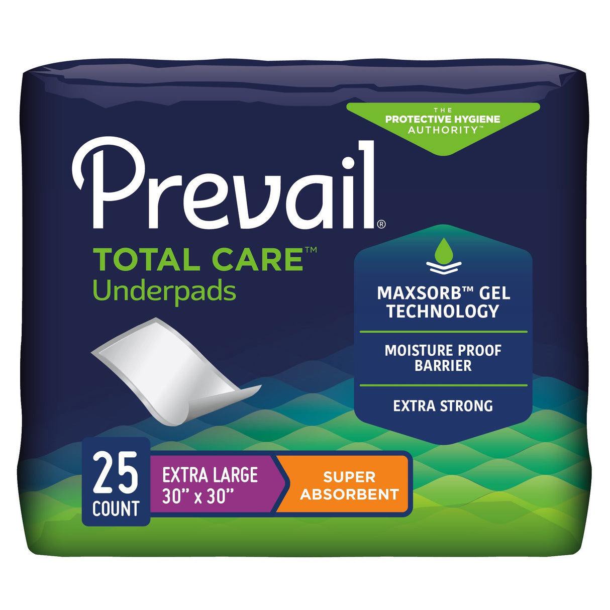 Disposable Underpad Prevail® Total Care™ 30 X 30 Inch Polyester Heavy Absorbency - BeHope
