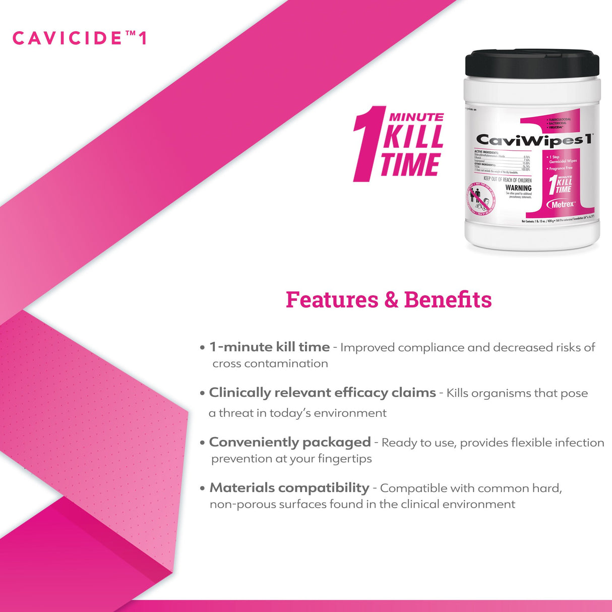 Surface Disinfectant CaviWipes1™ Premoistened Manual Pull Wipe 160 Count Canister Unscented NonSterile - BeHope