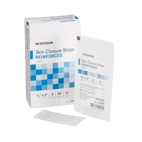 Skin Closure Strip McKesson 1/4 X 3 Inch Nonwoven Material Reinforced Strip White - BeHope