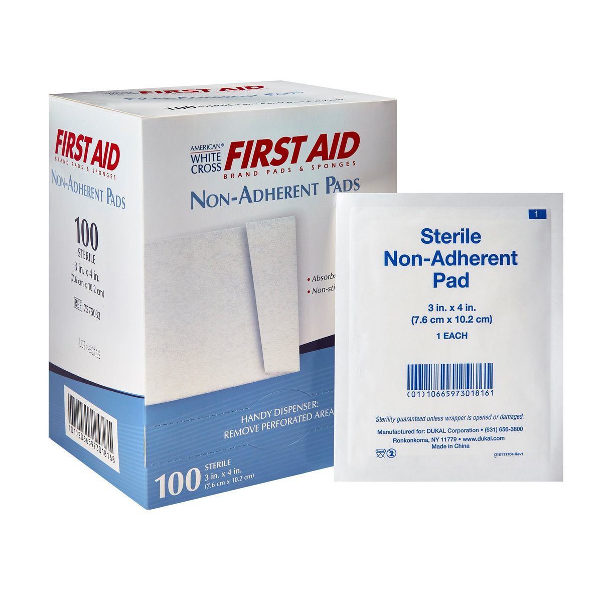 Non-Adherent Dressing American White Cross 3 X 4 Inch Sterile 1 per Pack - BeHope