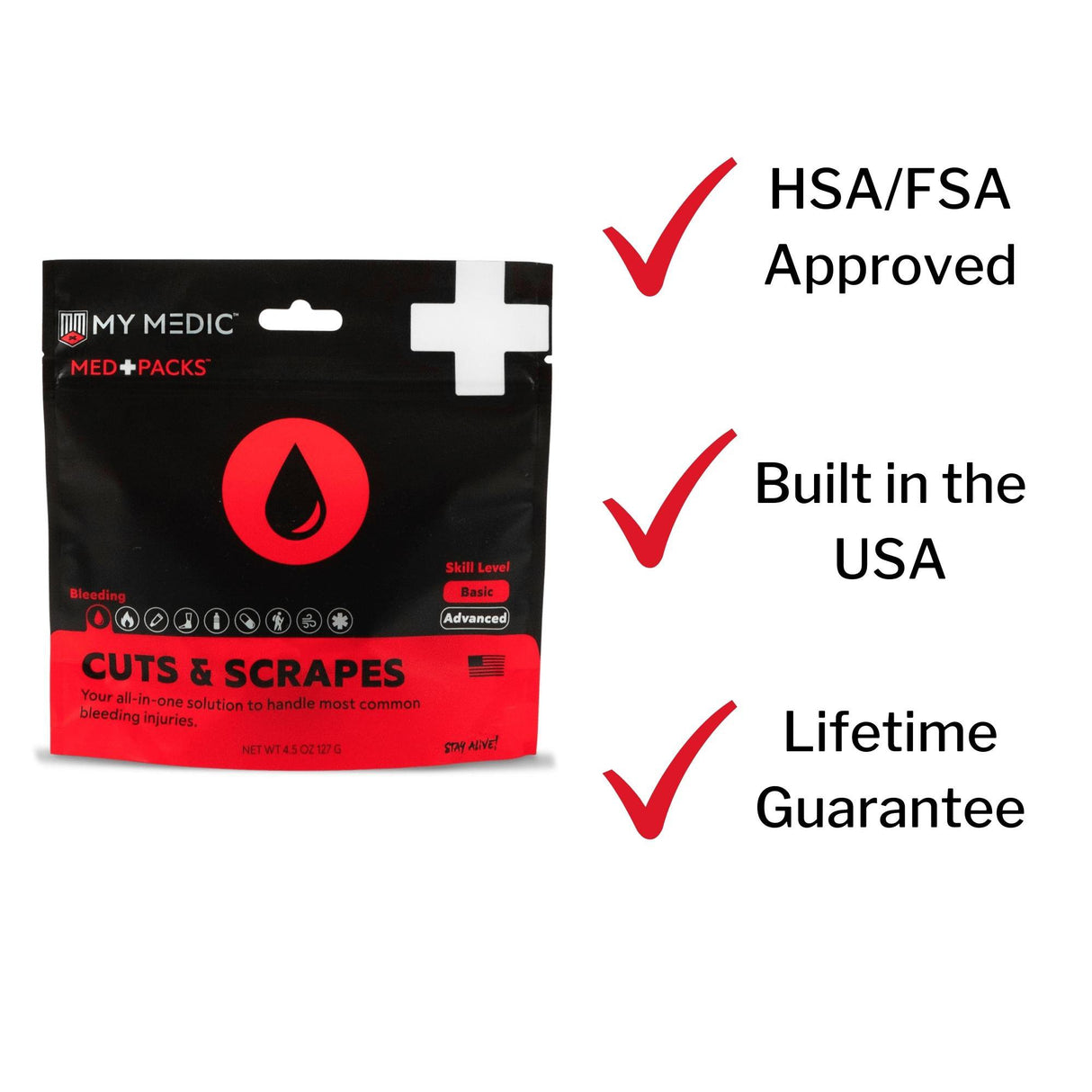 First Aid Kit My Medic™ MED PACKS Cuts and Scrapes Pouch - BeHope