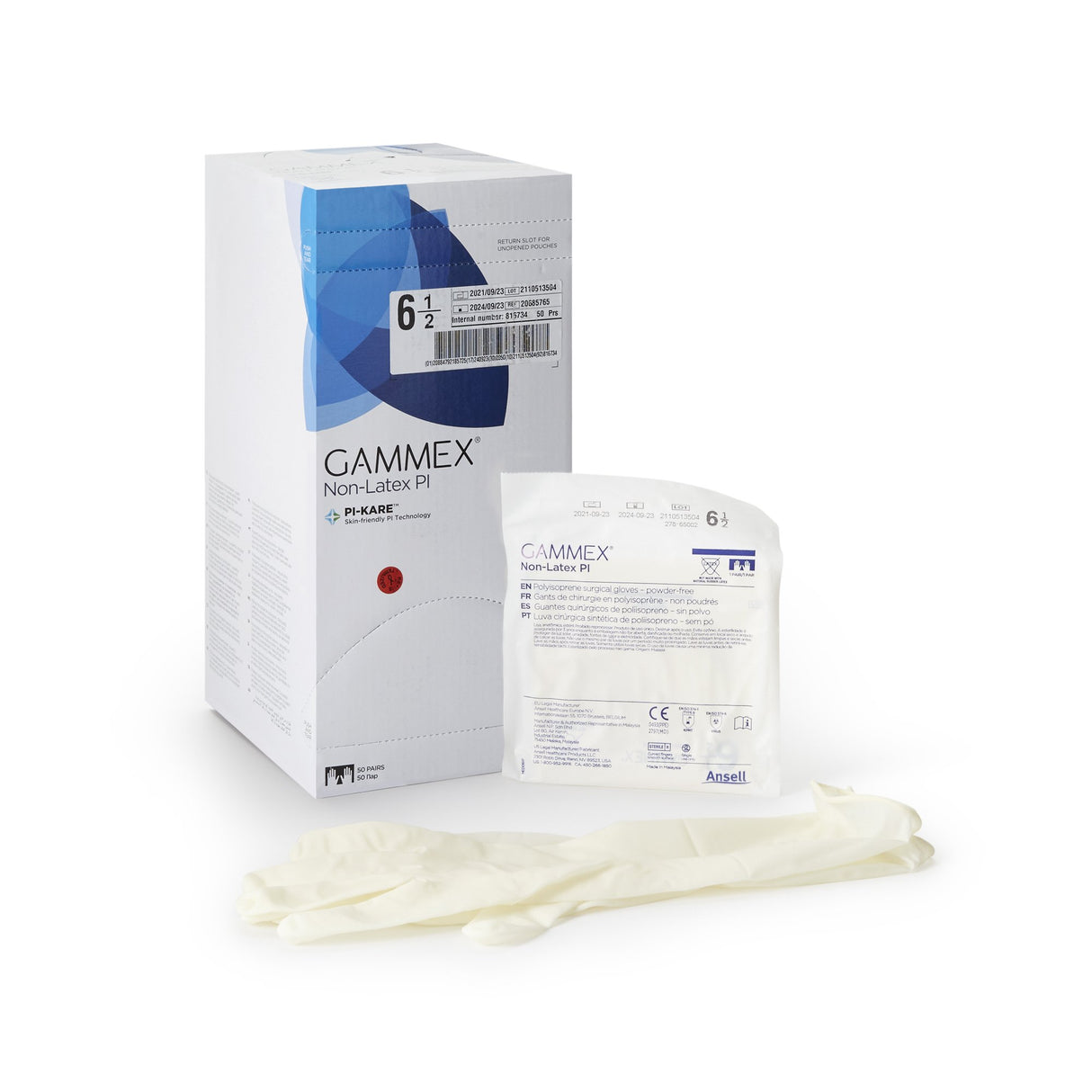 Surgical Glove GAMMEX® Non-Latex PI Size 6.5 Sterile Polyisoprene Standard Cuff Length Micro-Textured White Chemo Tested - BeHope