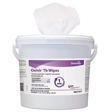 Surface Disinfectant Cleaner Diversey™ Oxivir® Tb Premoistened Hydrogen Peroxide Based Manual Pull Wipe 160 Count Canister Unscented NonSterile - BeHope