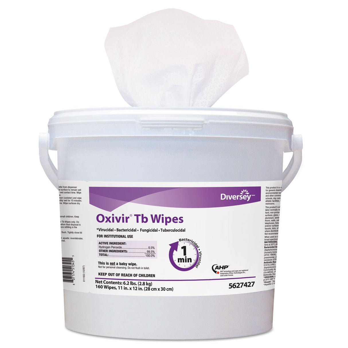 Surface Disinfectant Cleaner Diversey™ Oxivir® Tb Premoistened Hydrogen Peroxide Based Manual Pull Wipe 160 Count Canister Unscented NonSterile - BeHope