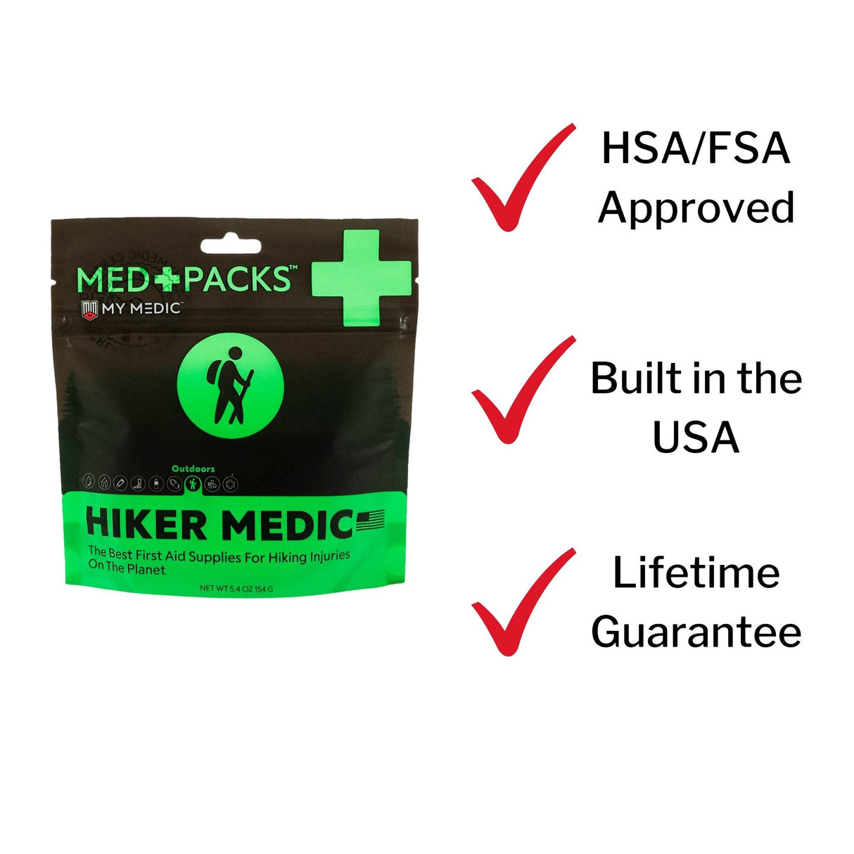First Aid Kit My Medic™ MED PACKS Hiker Medic Plastic Pouch - BeHope