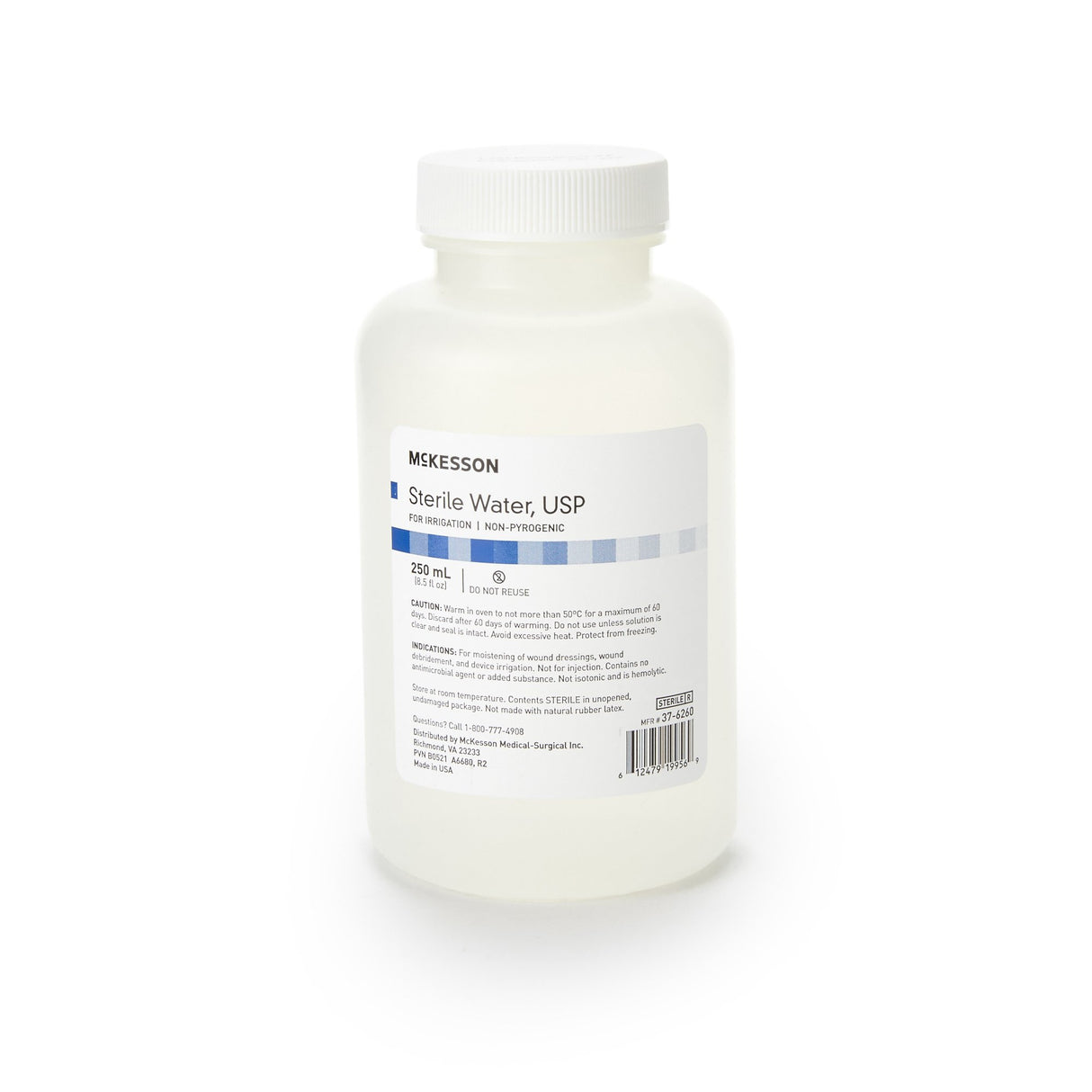 Irrigation Solution - OTC McKesson Sterile Water for Irrigation Not for Injection Bottle, Screw Top 250 mL - BeHope