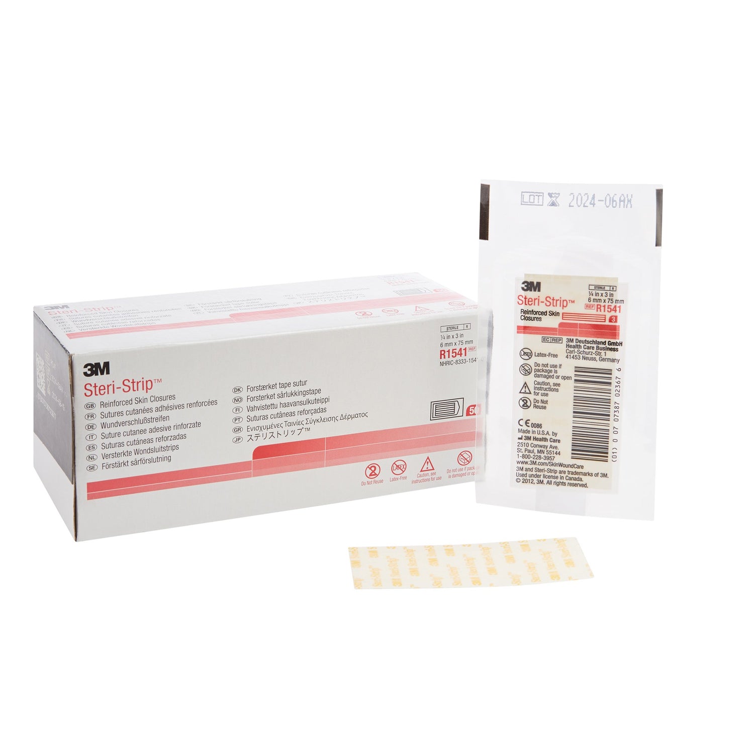 Skin Closure Strip Steri-Strip™ 1/4 X 3 Inch Nonwoven Material Reinforced Strip White - BeHope