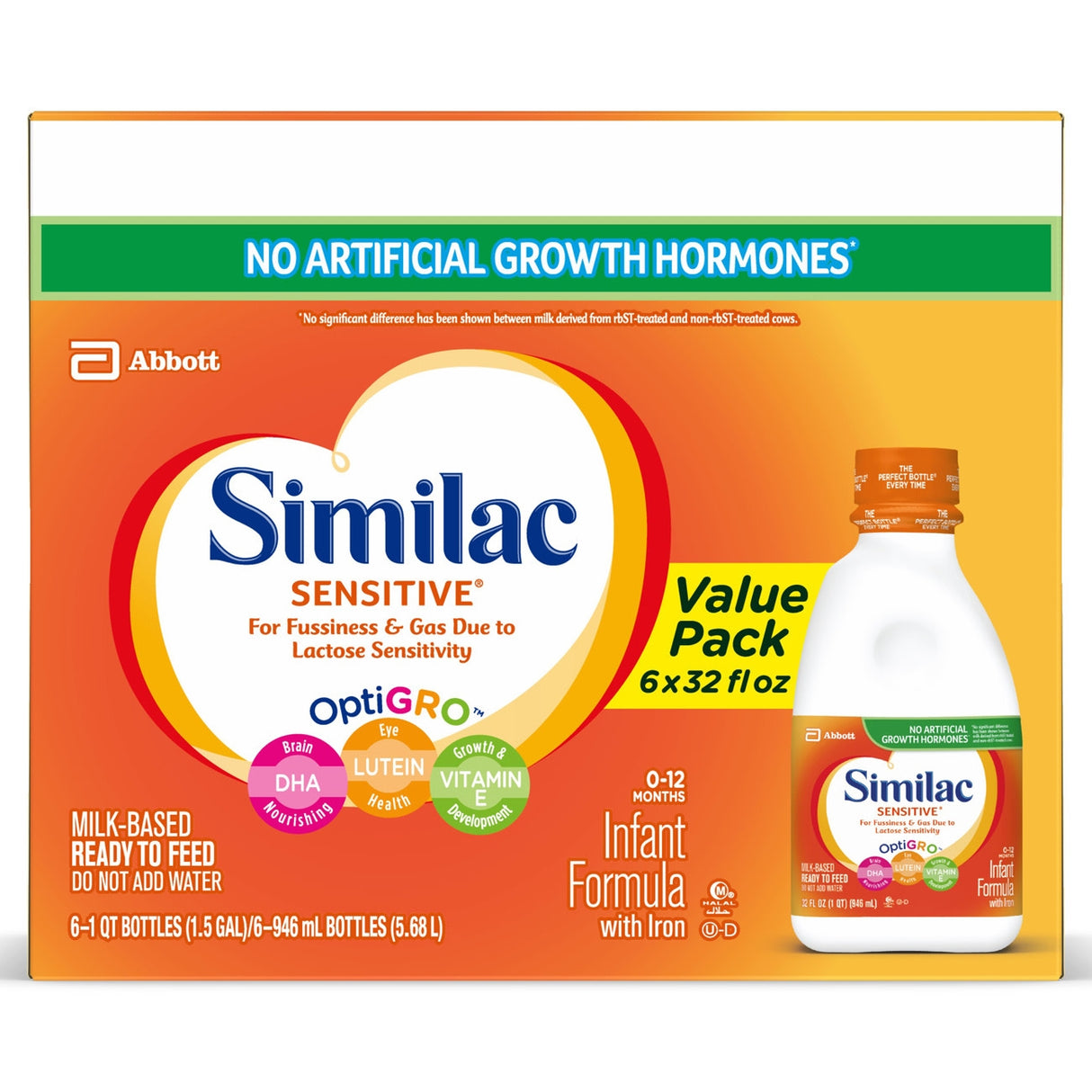 Infant Formula Similac Sensitive® Unflavored 32 oz. Bottle Liquid Iron Lactose Sensitivity - BeHope