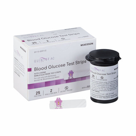 Blood Glucose Test Strips Quintet AC® 50 Strips per Pack - BeHope