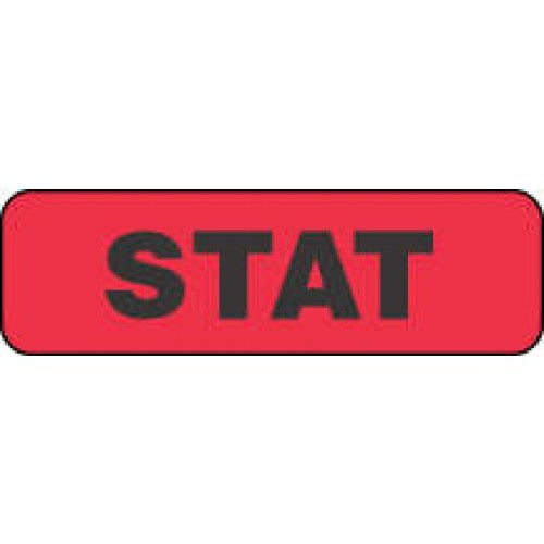Pre-Printed Label pdc® Auxiliary Label Red Paper STAT Black Alert Label 3/8 X 1-1/4 Inch - BeHope