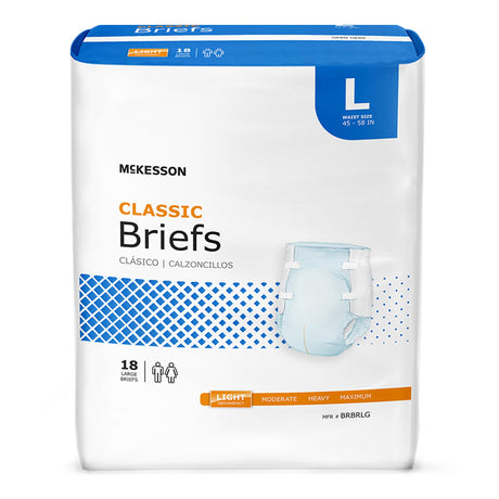 Unisex Adult Incontinence Brief McKesson Classic Large Disposable Light Absorbency - BeHope