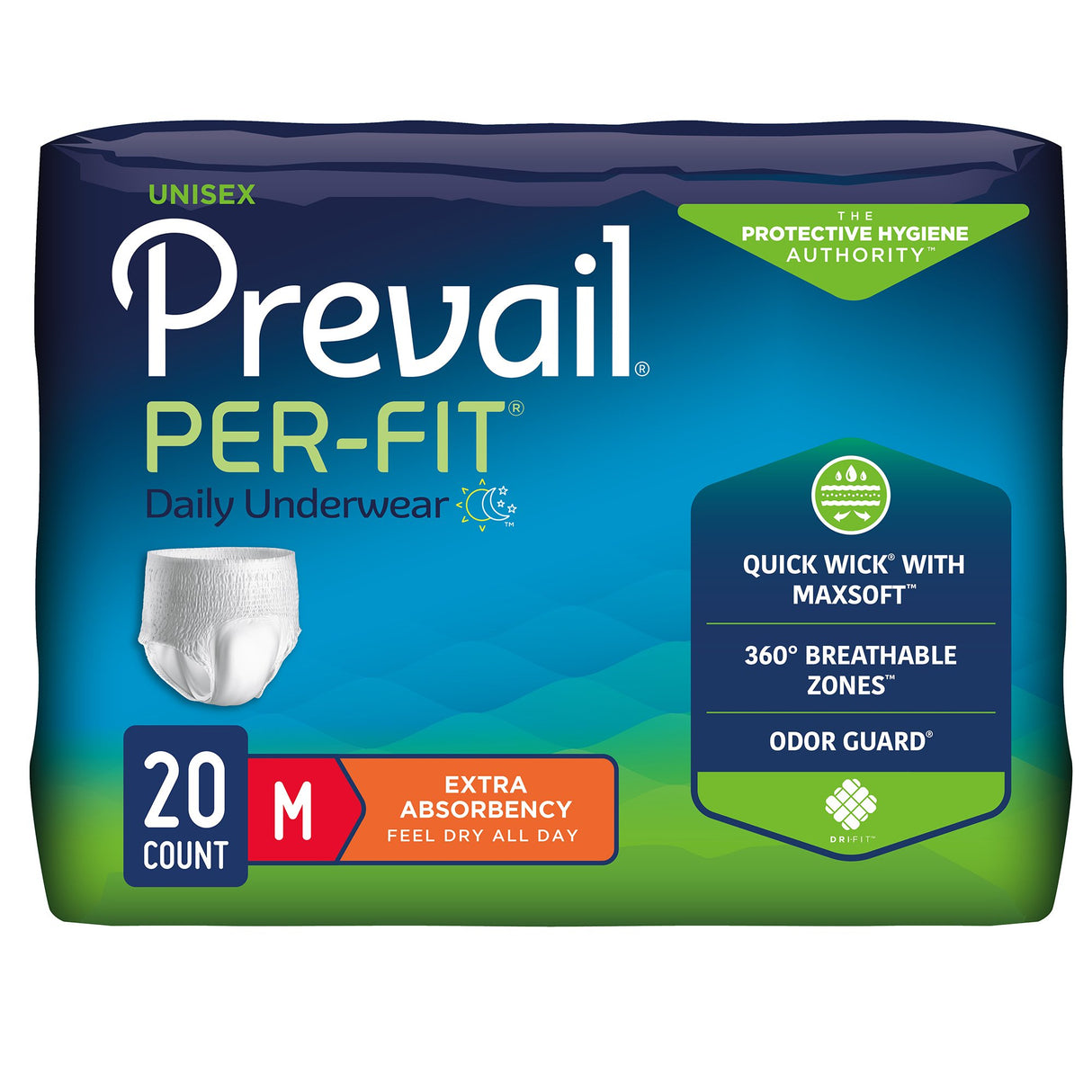Unisex Adult Absorbent Underwear Prevail® Per-Fit® Extra Pull On with Tear Away Seams Medium Disposable Heavy Absorbency - BeHope