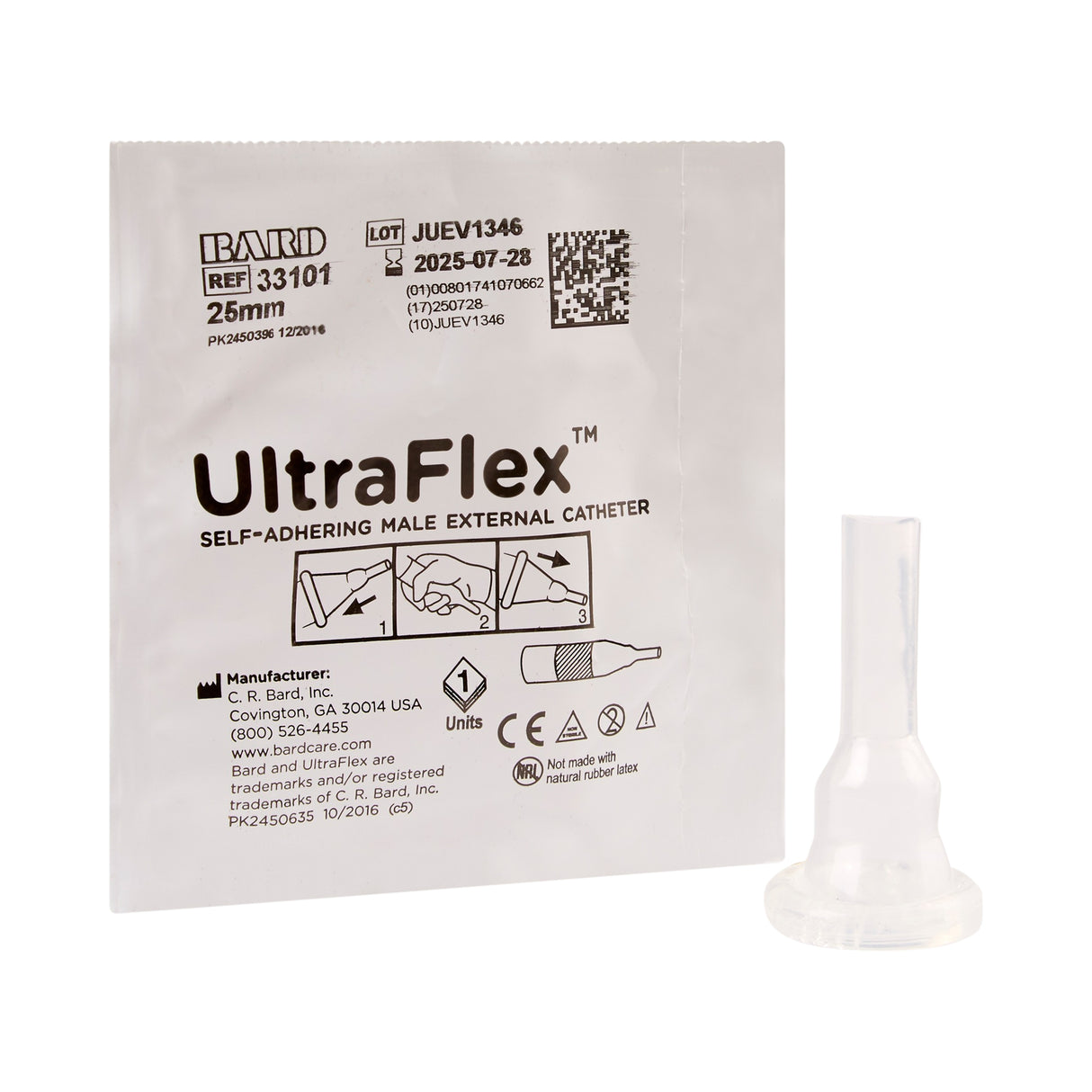 Male External Catheter UltraFlex® Self-Adhesive Seal Silicone Small - BeHope