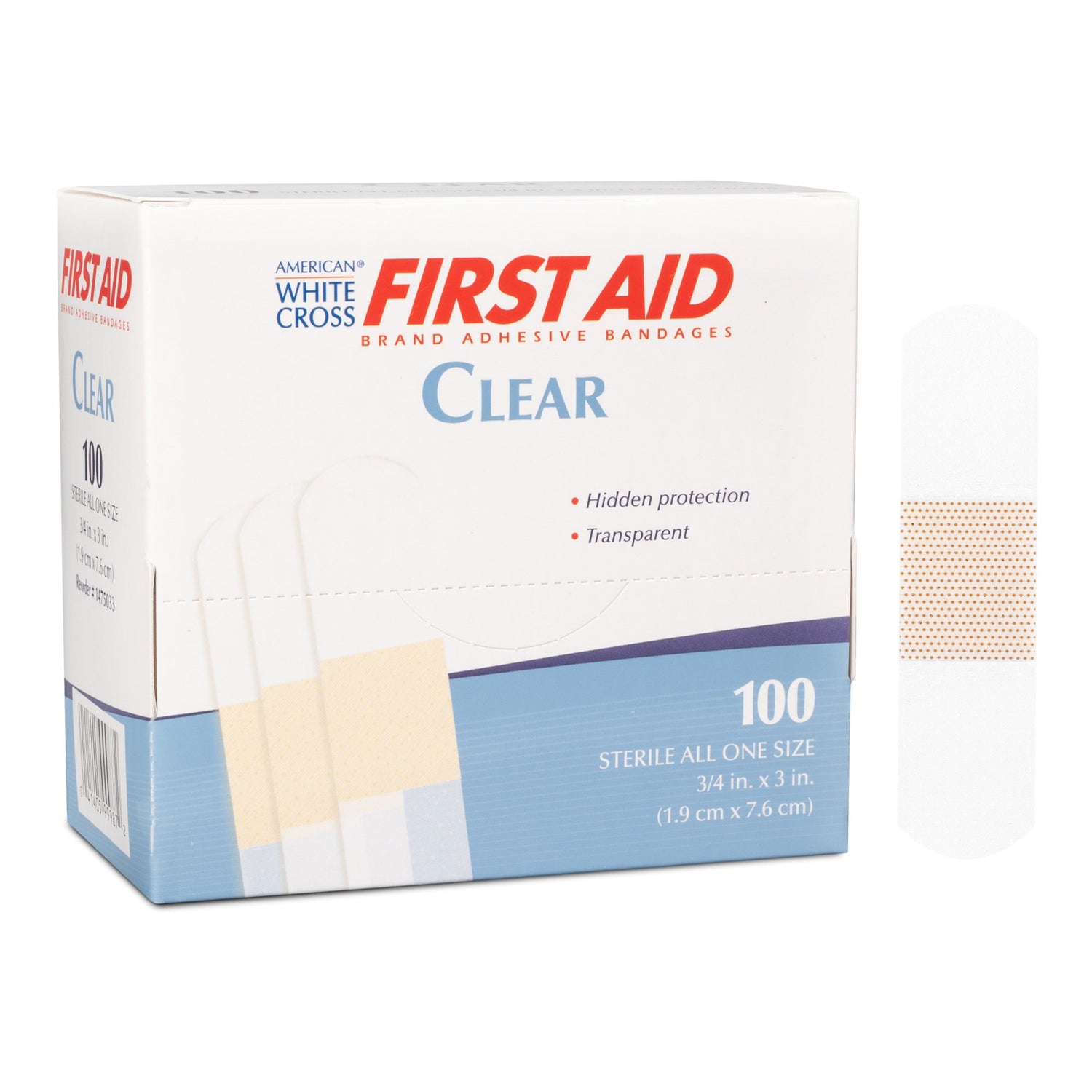 Adhesive Strip American White Cross® First Aid Plastic Clear 3/4 X 3 Inch Sterile - BeHope